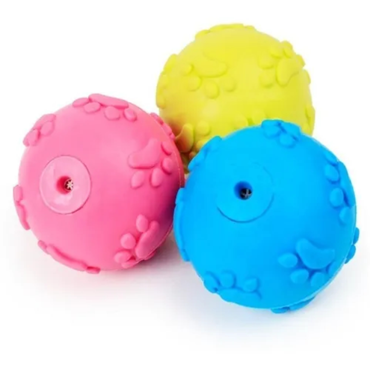 PELOTA DE GOMA TPR RESISTENTE 6CM CON CHIFLE PARA PERROS - Imagen 2