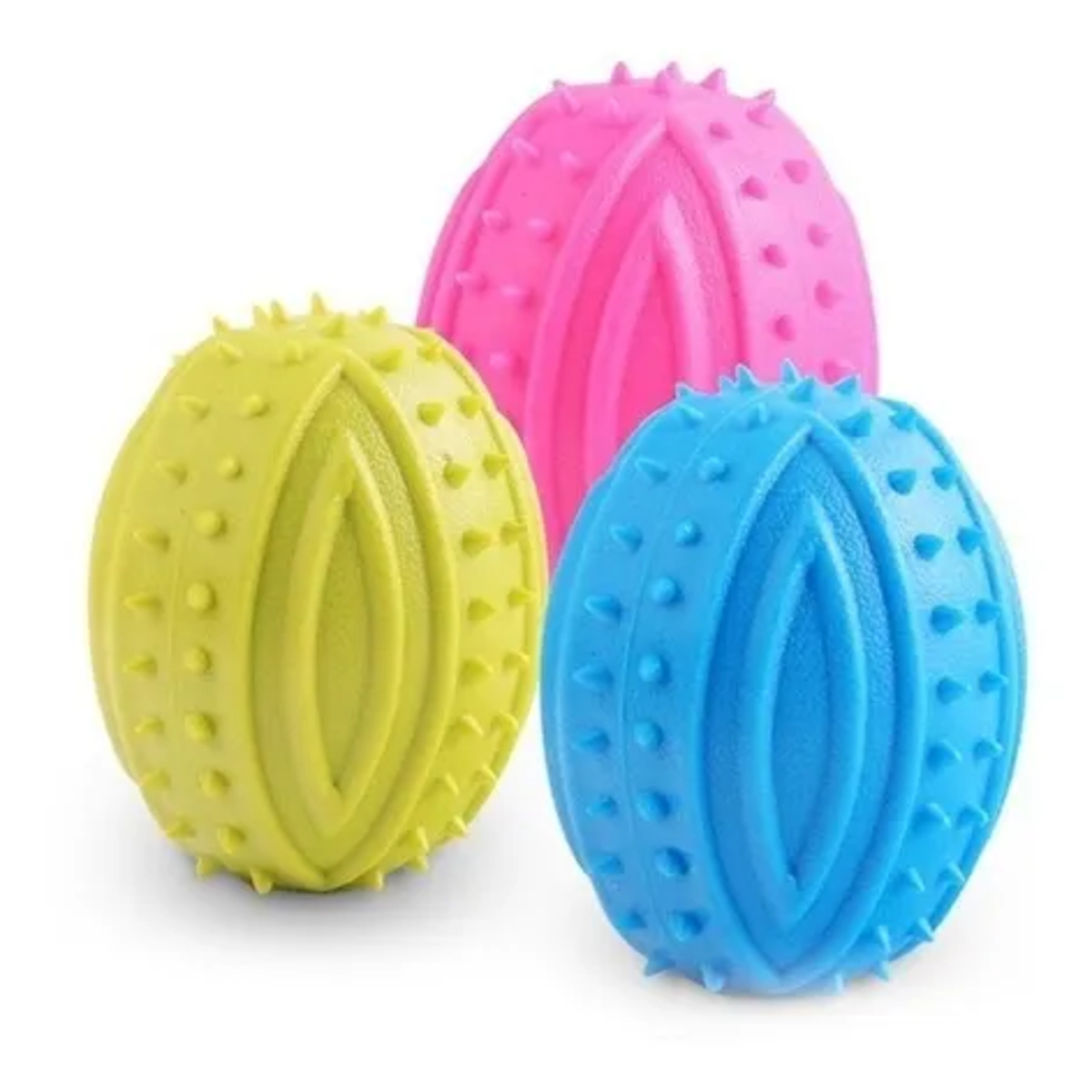 PELOTA RUGBY GOMA TPR RESISTENTE CON CHIFLE 6.5X9.5CM PARA PERROS - Imagen 2