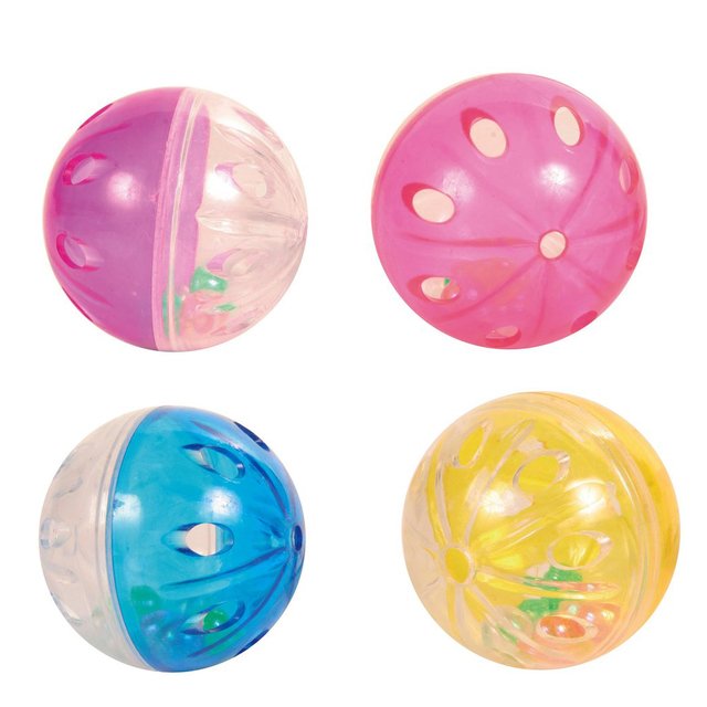 SET DE 4 PELOTAS DE PLASTICO CON CASCABEL P/ GATOS