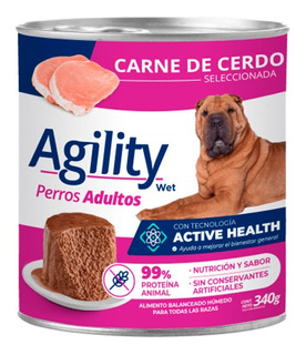 LATA AGILITY PERRO ADULTO CERDO X 340 GR