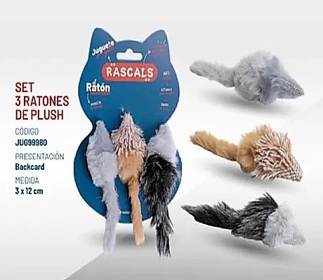 JUGUETE PARA GATOS SET 3 RATONCITOS RASCALS