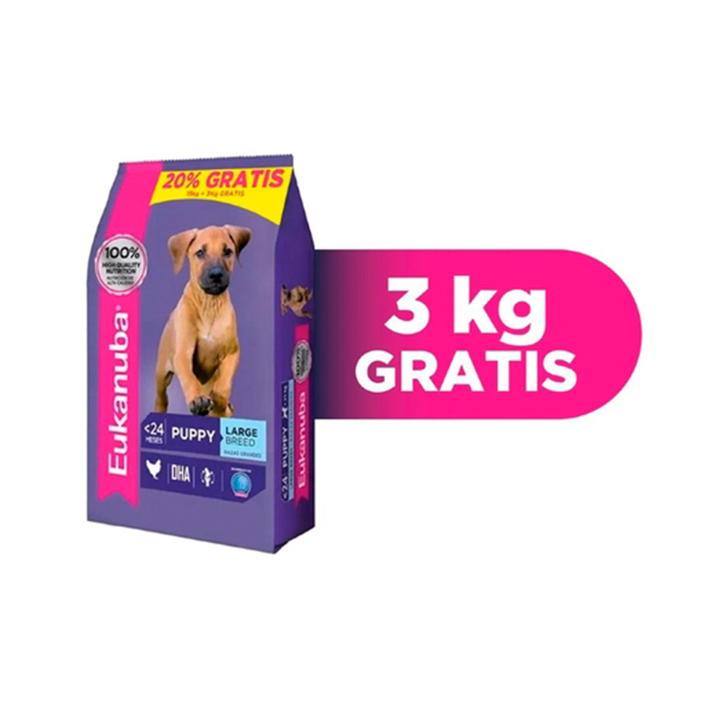 EUKANUBA PUPPY LARGE - 15KG + 3KG GRATIS