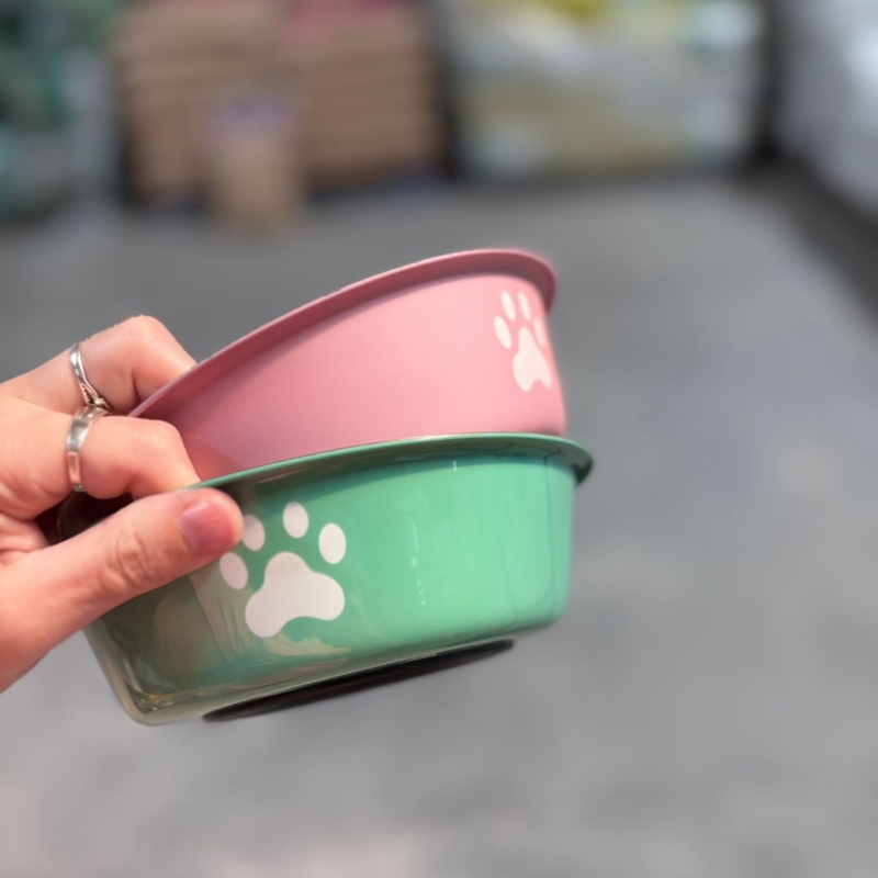 COMEDERO CAZUELA ANTIDESLIZANTE ACERO PINTADO CON HUELLA 11 CM