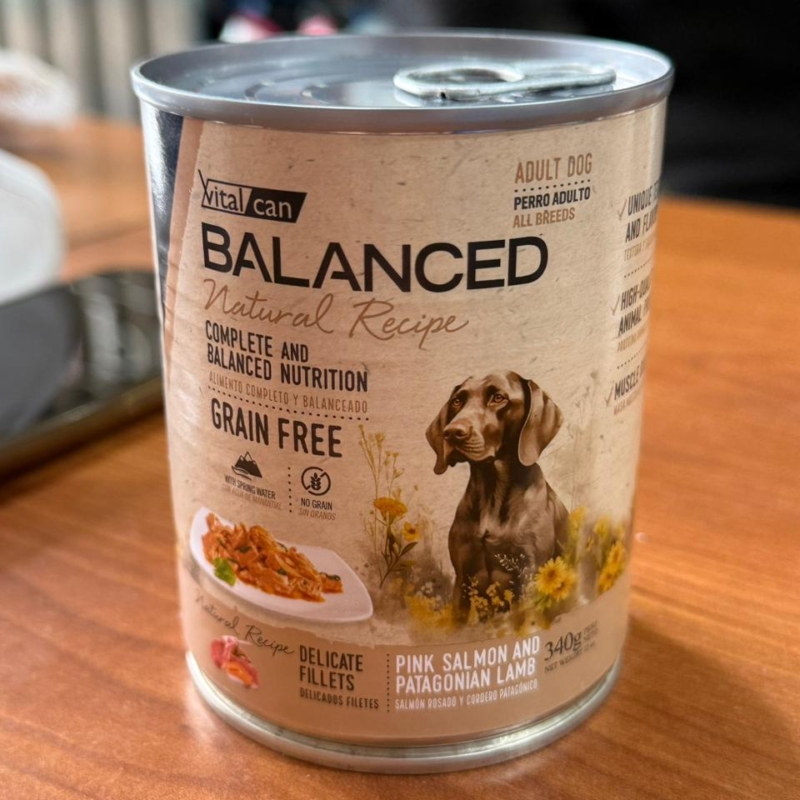 LATA BALANCED NATURAL RECIPE PERRO SALMON Y CORDERO X 340 GS